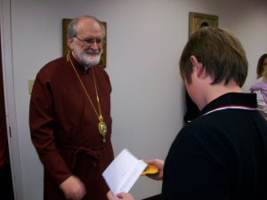 Michael presenting Salt to Bishop John